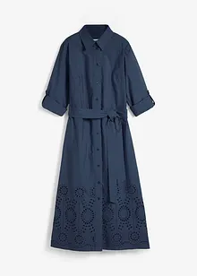 Skjortklänning med hålbroderi, bonprix