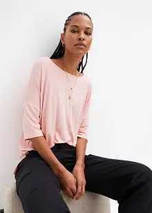 Fyrkantig T-shirt med båtringning i mjuk viskosmix, bonprix