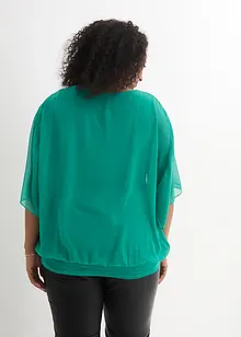 Chiffongblus med linne, bonprix