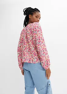 Blus i strukturviskos med blommigt print, bonprix