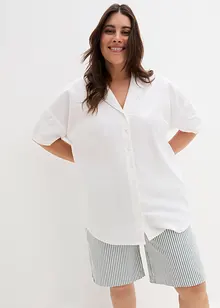 Ledig kortärmad blus i oversize-modell, i linne, bonprix