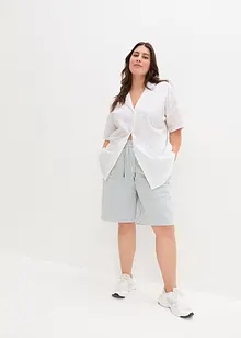 Ledig kortärmad blus i oversize-modell, i linne, bonprix