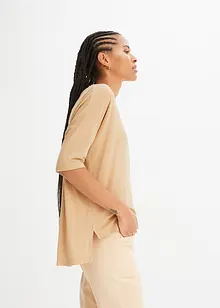 Fyrkantig T-shirt med båtringning i mjuk viskosmix, bonprix