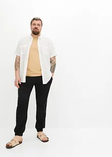 Vid dra på-byxa i muslin, regular fit, tapered, bonprix