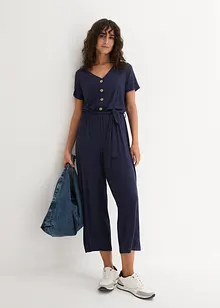 Kortärmad V-ringad jerseyjumpsuit, bonprix