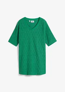 Kräppad, lätt transparent T-shirt med hålbroderi, bonprix