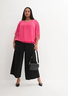 Chiffongblus med linne, bonprix