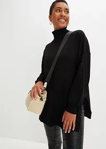 Lång polotröja i viskosmix, bonprix