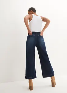 Jeans med vida ben, High Waist och resårlinning, cropped, bonprix