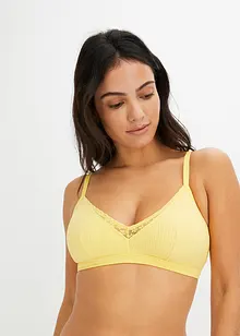 Vadderad bralette utan bygel med ekologisk bomull (2-pack), bonprix