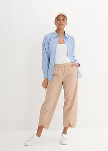 Ankellång linnebyxa med bekväm High Waist, Loose Fit, bonprix