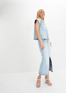 Jeanskjol med slits, bonprix
