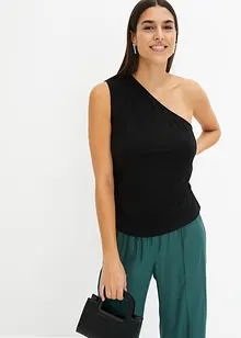 One shoulder-linne med rynk, bonprix