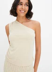 One shoulder-linne med rynk, bonprix