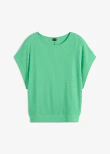 Ribbad topp med fladdermusärmar, bonprix