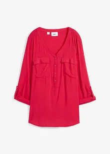 V-ringad blus i följsam viskos, långärmad, bonprix