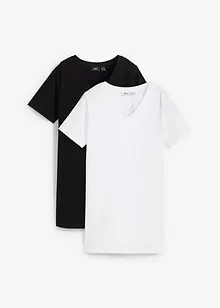 Lång topp med V-ringning (2-pack), bonprix