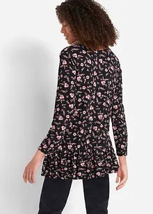 Mönstrad långärmad trikåtunika av viskosmix, bonprix