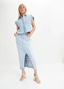 Kort boxy jeansblus, bonprix