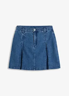 Veckad minikjol i denim, bonprix