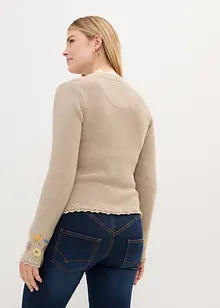 Snygg folkdräktsinspirerad cardigan med broderi, bonprix