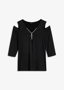 Cold shoulder-topp i följsam viskos, bonprix