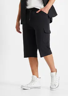 Långa trikåbermudas med cargofickor, ren bomull, Regular Fit, bonprix