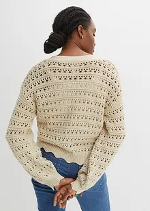 Cardigan med hålmönster av ren bomull, bonprix