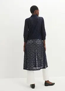 Lång bluskappa i spets med linne (2 delar), bonprix