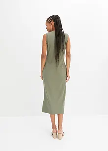 Ribbad jerseyklänning med sprund och bomull, bonprix