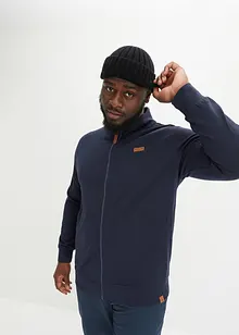 Sweatshirtjacka med ståkrage och detaljer i skinnimitation, bonprix