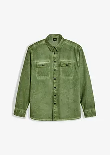 Långärmad bomullsskjorta med tvättad look, bonprix