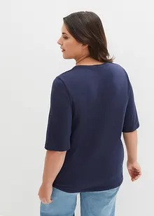 T-shirt med halvlånga ärmar och tryck i ekologisk bomull, bonprix