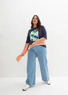 T-shirt med halvlånga ärmar och tryck i ekologisk bomull, bonprix