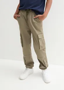 Stretchig cargobyxa i dra på-modell för barn, normal passform, bonprix