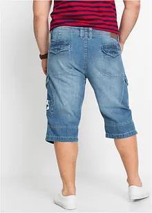 Långa jeansbermudas i cargomodell av tunt material, Relaxed Fit, bonprix