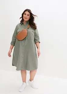 Knälång blusklänning i utility-stil med linne och resår i midjan, bonprix
