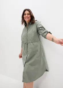 Knälång blusklänning i utility-stil med linne och resår i midjan, bonprix