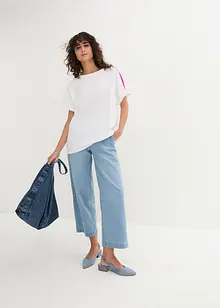 T-shirt av ekologisk bomull med neonfärgade ränder, bonprix