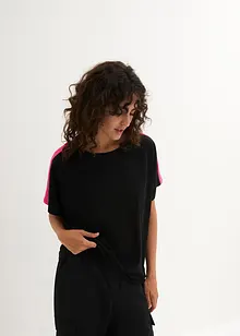 T-shirt av ekologisk bomull med neonfärgade ränder, bonprix