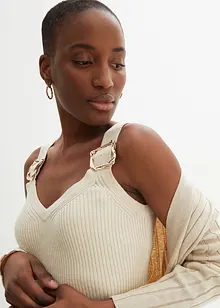 Stickad klänning med sidenandel, bonprix