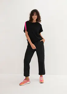 T-shirt av ekologisk bomull med neonfärgade ränder, bonprix