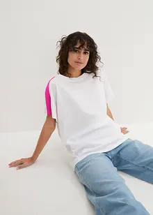 T-shirt av ekologisk bomull med neonfärgade ränder, bonprix