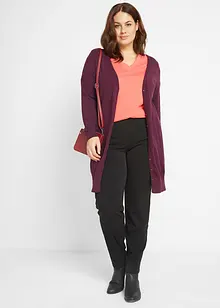 Vid lång topp med V-ringning (5-pack), kortärmad, bonprix