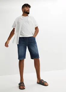 Dra på-bermudas i tunn denim, Slim Fit, bonprix