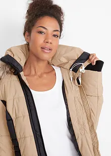 Vattenavvisande kort kappa med fuskpäls, bonprix