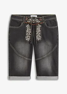 Stretchiga jeansbermudas med broderi, Regular Fit, bonprix