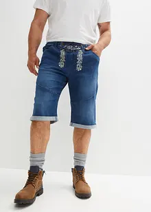 Stretchiga jeansbermudas med broderi, Regular Fit, bonprix
