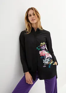 Skjortblus med blommotiv, bonprix