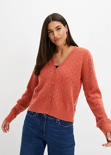 Kort cardigan med ajourstickning, bonprix